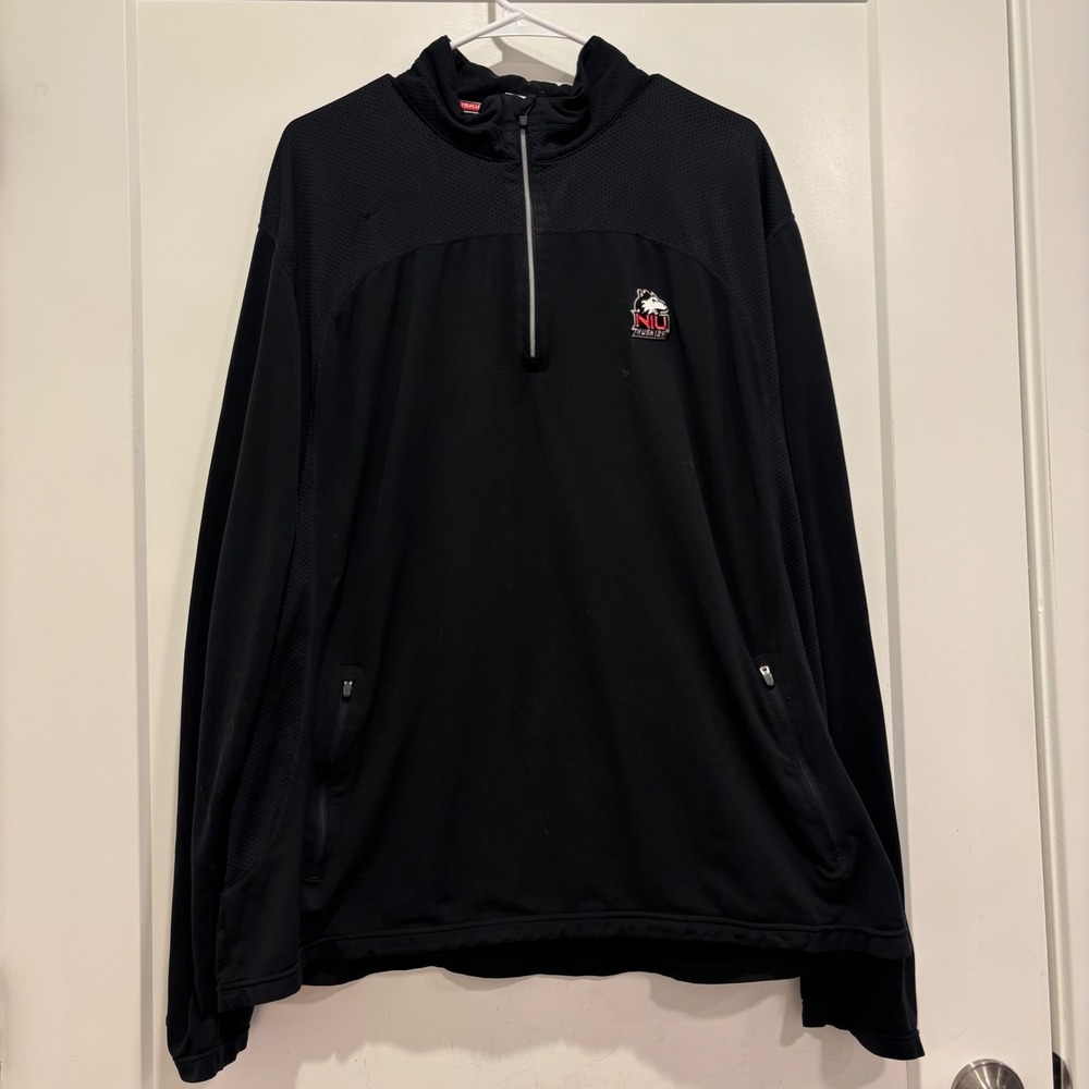 Levelwear NIU Huskies Mens Quarter Zip Pullover Black Athletic Jacket Large